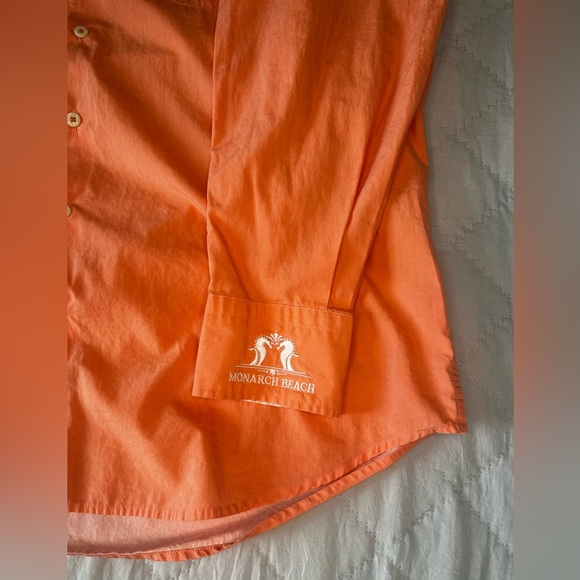 Peter Millar  "Weekender Wash" Orange Button Down Long Sleeve Shirt - Size Large - Picture 8 of 8